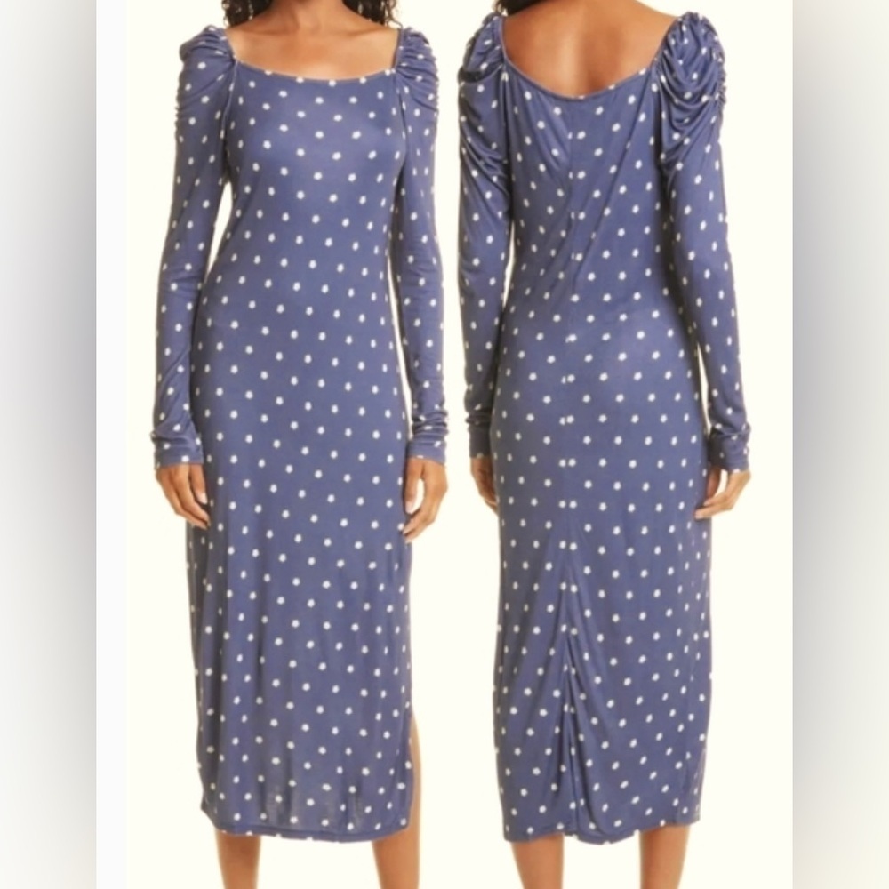 TED BAKER LONDON /Ditsy Spot Long Sleeve Jersey Midi‎ Dress Ted size 4/US 12